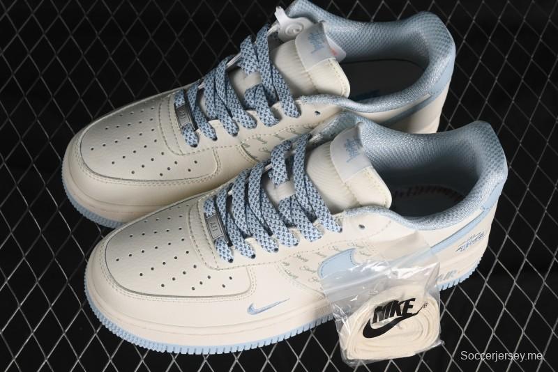 Nike Air Force 1 '07 Low Stussy Collaboration - Off White Elegant Blue Low-Top Casual Sneakers - XZ3328-002