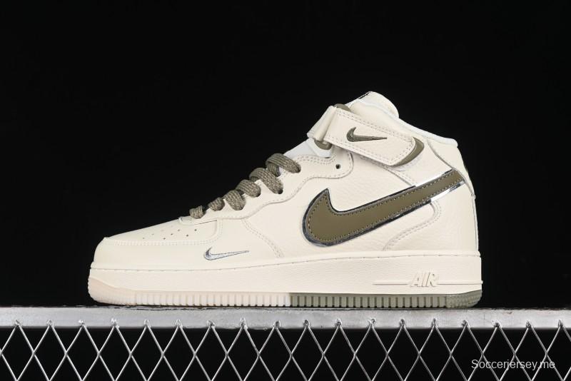 Nike Air Force 1 '07 Mid Military Green Dual-Color Sole Starlight Retro Sneakers - XL0236-231