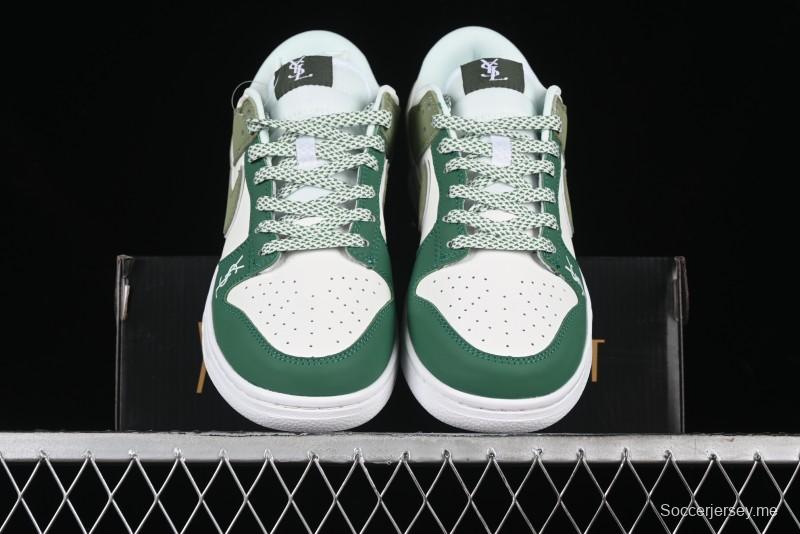 Nike SB Dunk Low Saint Laurent Series - White Green Swoosh Anniversary High-End Custom Low-Top Casual Sneakers - GF2409-170