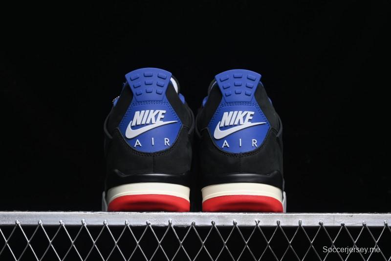 Nike Air Jordan 4 Retro Basketball Shoes with Black-Grey-Blue Color Blocking - FV5029-003