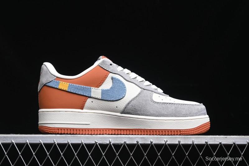 Nike Air Force 1 '07 Low Stussy Collaboration - Grey Brown Flyknit Low-Top Casual Sneakers - KK1988-025