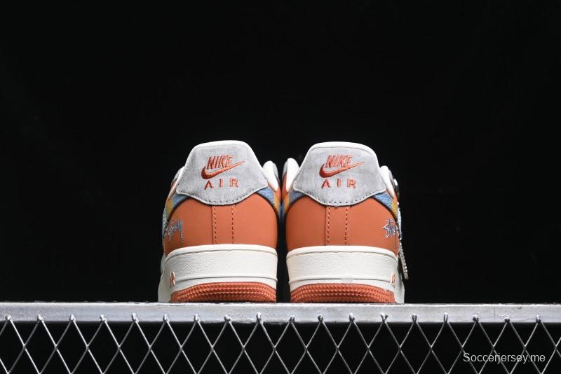 Nike Air Force 1 '07 Low Stussy Collaboration - Grey Brown Flyknit Low-Top Casual Sneakers - KK1988-025