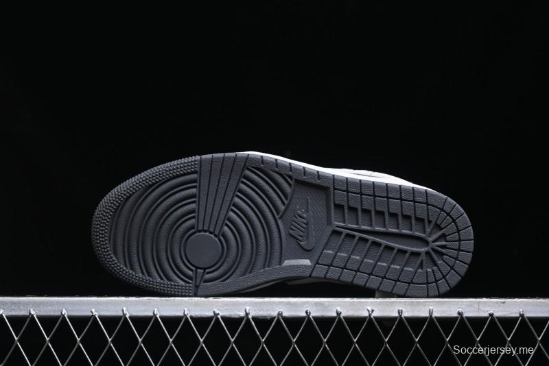 Nike Air Jordan 1 Low Stussy Collaboration - Grey Pigskin Black Base Retro Basketball Shoes - XX3318-968