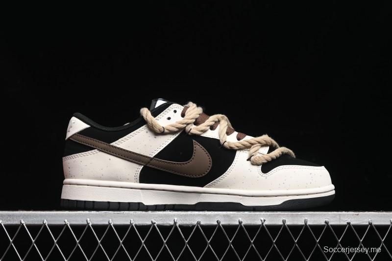 Nike Dunk Low Retro Casual Sneakers with Little Panda and Dopamine Mocha Design - DD1391-100