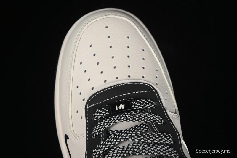 Nike Air Force 1 '07 Low Stone Island x Supreme Collaboration - Off-White Black Heel Casual Sneakers - BB1616-307