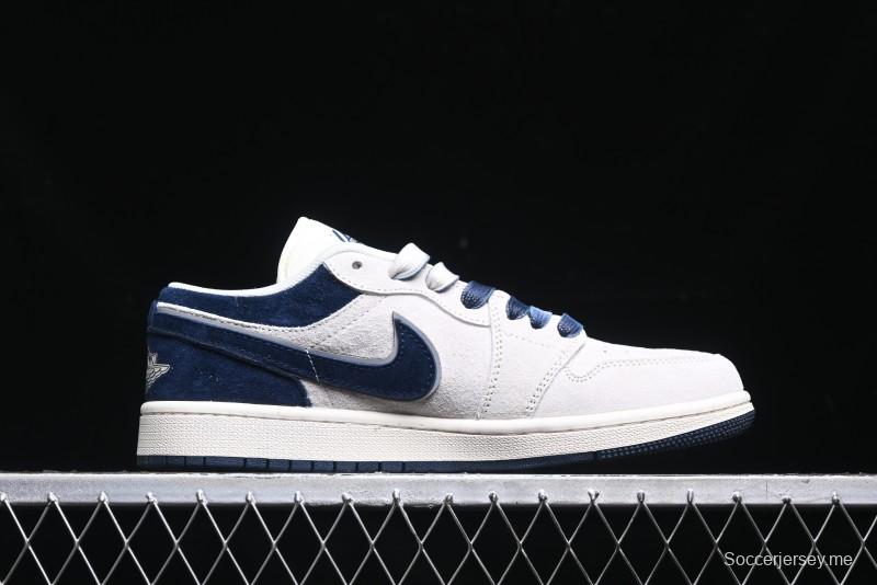 Nike Air Jordan 1 Low OF Collaboration - Premium Custom Retro Basketball Shoes in Blue Grey - DM9188-003