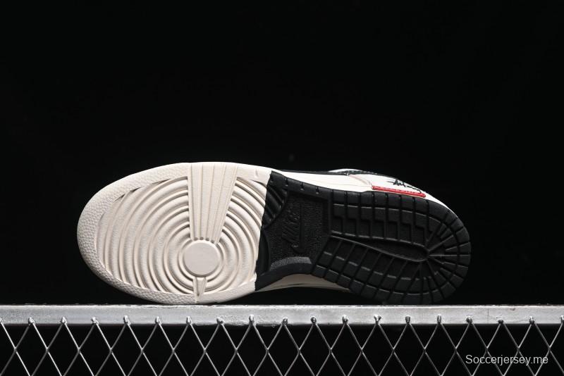 Nike SB Dunk Low Stussy Collaboration - Embroidered Black Swoosh Anniversary High-End Custom Low-Top Casual Sneakers - MM1089-031