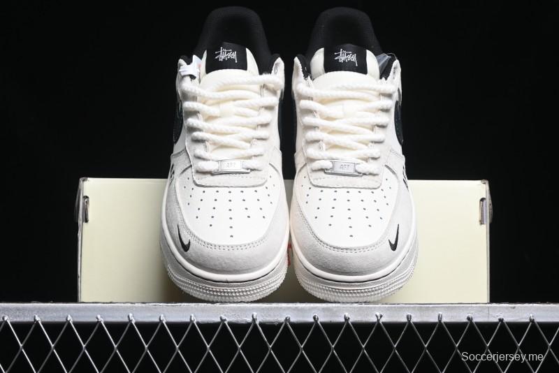 Nike Air Force 1 '07 Low Stussy Collaboration - AF1 Light Grey Red Tag Low-Top Casual Sneakers SJ6698-009