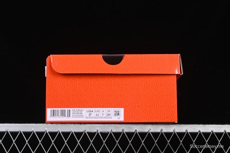 Nike Travis Scott x Fragment Design x Air Jordan 1 Low OG SP AJ1 Retro Sneakers with Reverse Swoosh - XZ6188-056