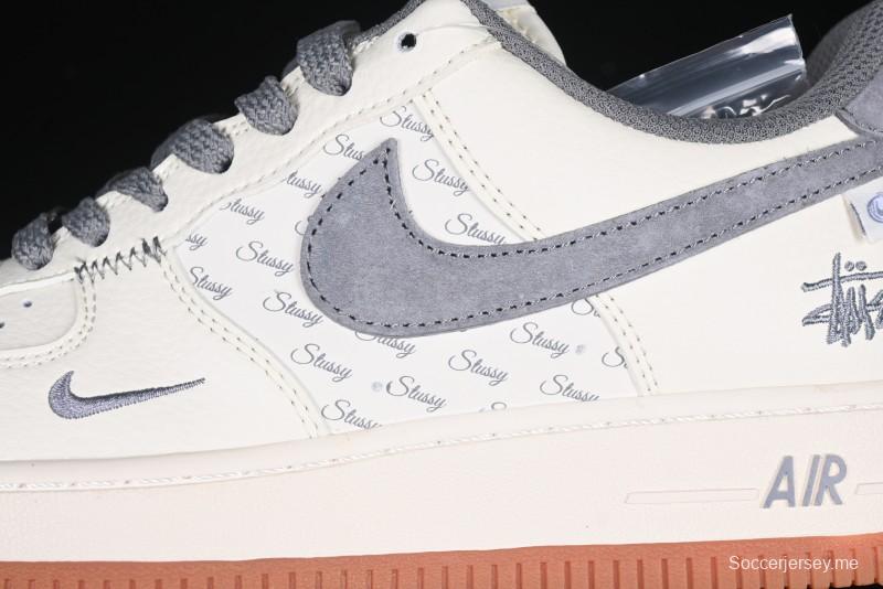 Nike Air Force 1 '07 Low Stussy Collaboration - Grey Swoosh Casual Sneakers - XZ6188-256