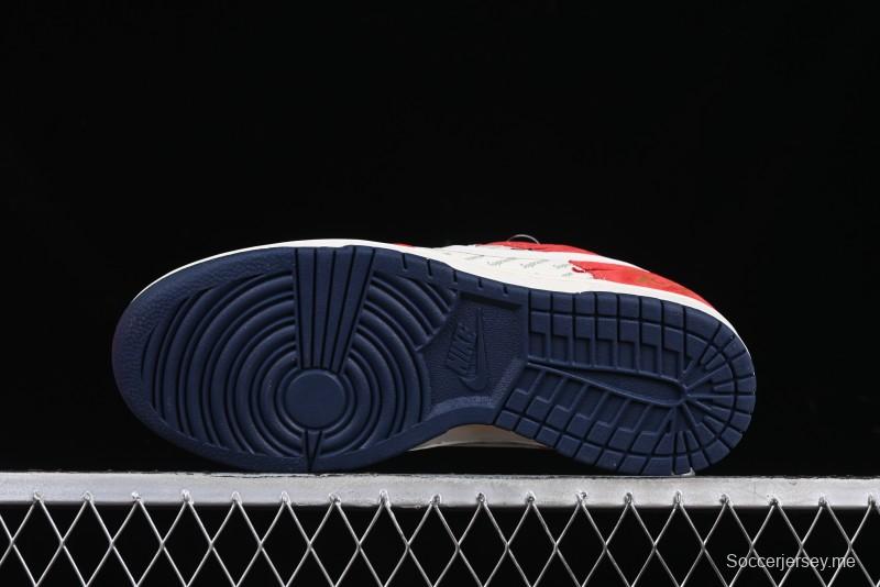 Nike SB Dunk Low Supreme Collaboration - China Red with 3D White Swoosh Anniversary Custom Low-Top Casual Sneakers - FC1688-209
