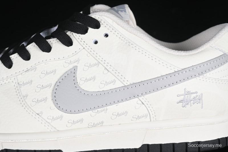 Nike SB Dunk Low Stussy Collaboration Barcode Embroidery Grey Hook Anniversary Custom Low-Top Casual Skate Shoes - DJ2024-054