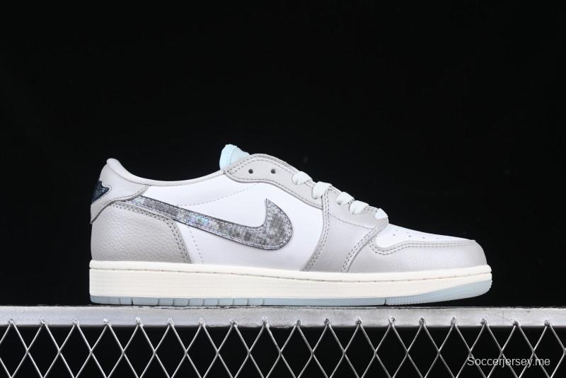 Nike Air Jordan 1 Low OG CNY AJ1 Snake Year Limited Silver Snake Low-Top Retro Basketball Shoes - HF3144-100