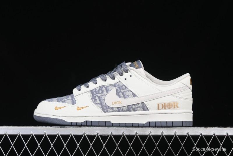 Nike SB Dunk Low Dior x Stone Island Triple Collaboration - Anniversary High-End Custom Low-Top Casual Sneakers - DM6868-043