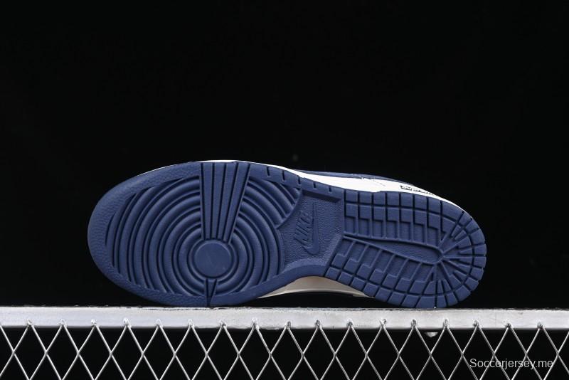 Nike SB Dunk Low Supreme Collaboration Grey Blue Woven Label Anniversary High-End Custom Low-Top Casual Skate Shoes - BB7518-026