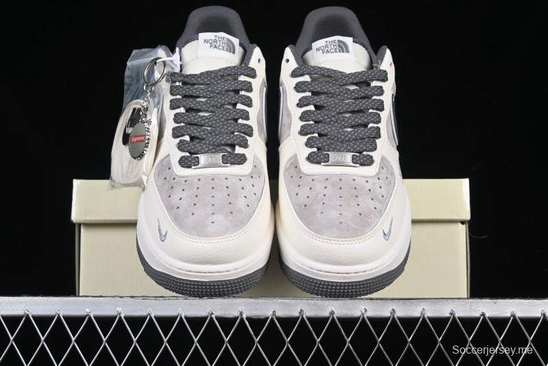 Nike Air Force 1 '07 Low Supreme Collaboration Custom Casual Sneakers with Grey Swoosh - DM6688-056