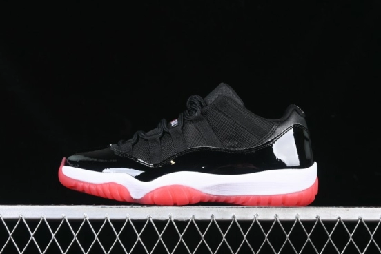 Nike Air Jordan 11 Low Bred Basketball Shoes with Patent Leather and Carbon Fiber - FV5104-006