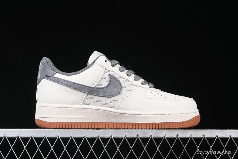 Nike Air Force 1 '07 Low Stussy Collaboration - Grey Swoosh Casual Sneakers - XZ6188-256