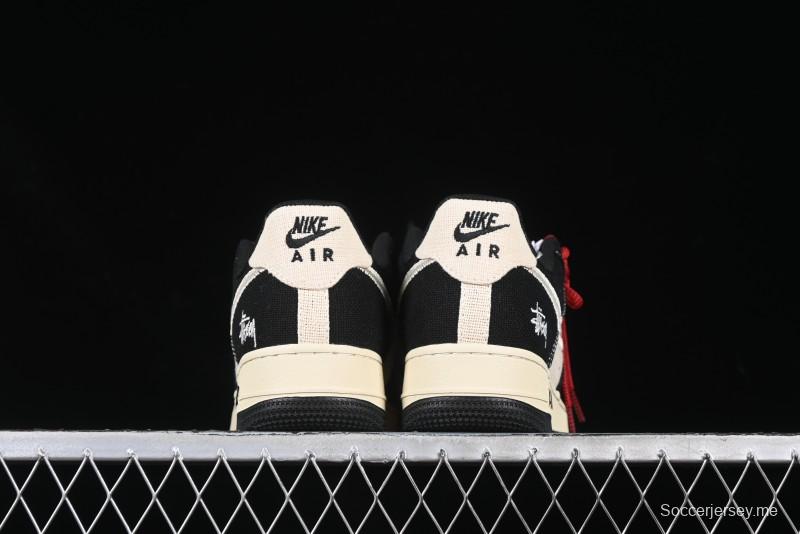 Nike Air Force 1 '07 Low Stussy Collaboration Beige Black Low-Top Casual Sneakers - XZ6188-762