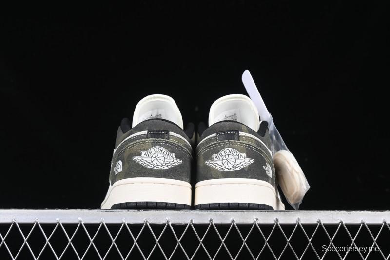 Nike Air Jordan 1 Low AJ1 The North Face Collaboration Dark Camouflage Custom High-End Retro Basketball Shoes - DM9188-013