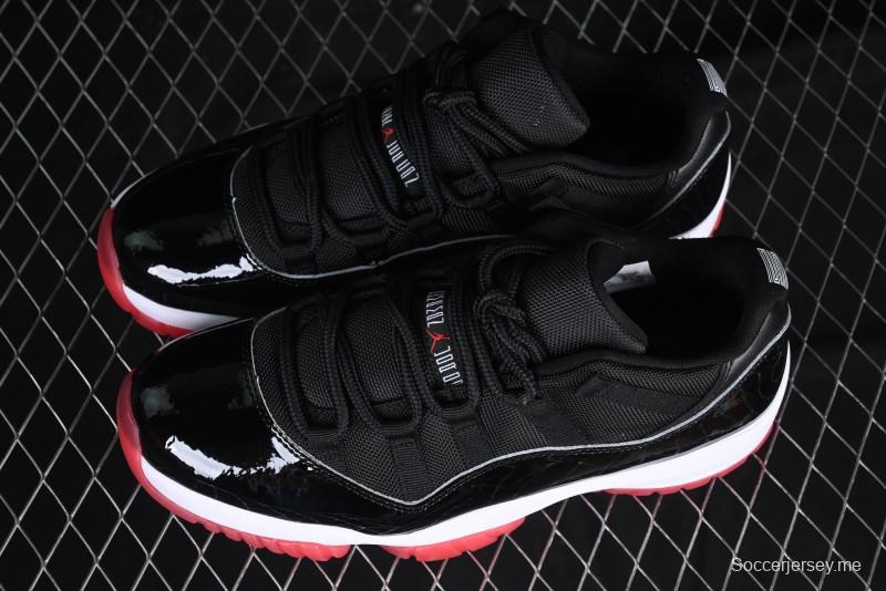 Nike Air Jordan 11 Low Bred Basketball Shoes with Patent Leather and Carbon Fiber - FV5104-006