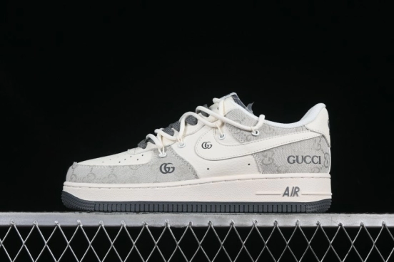 Nike Air Force 1 '07 Low Gucci Collaboration Smoke Gray Drawstring Casual Sneakers - SJ1198-105