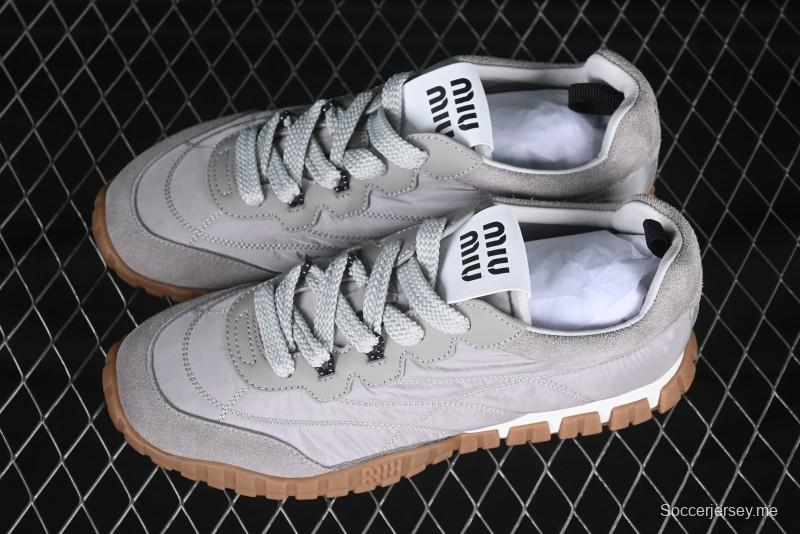 Miu Miu Suede Round Toe Lace-Up Low Top Women's Casual Shoes - 99D4