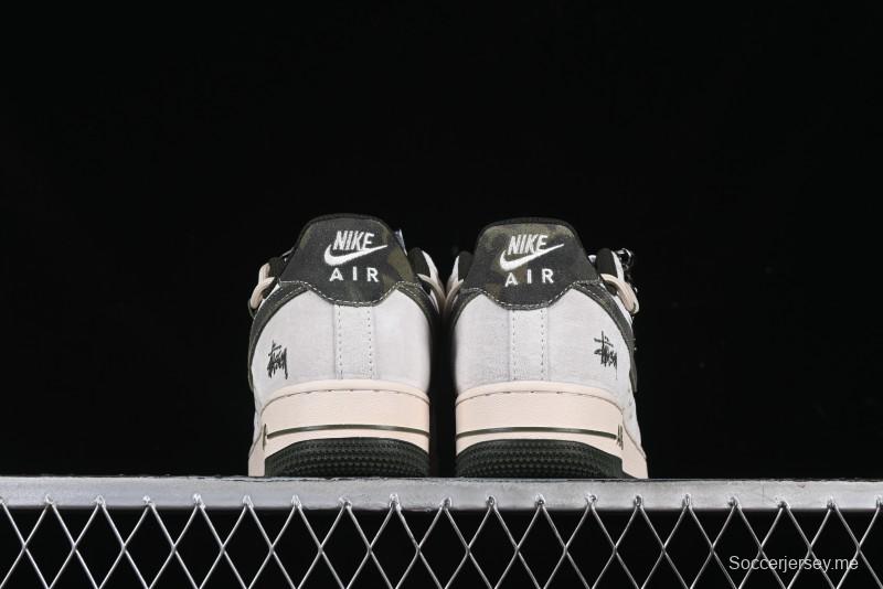 Nike Air Force 1 '07 Low Stussy Collaboration Camo Swoosh Drawstring Casual Sneakers - DM6688-014