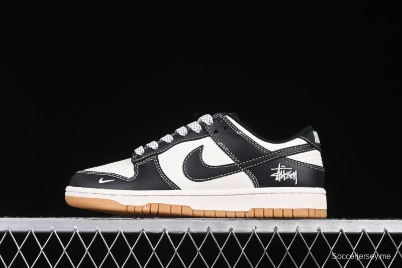 Nike SB Dunk Low Stussy Collaboration Black Gum Rubber Anniversary High-End Custom Low-Top Casual Sneakers - XX3168-120