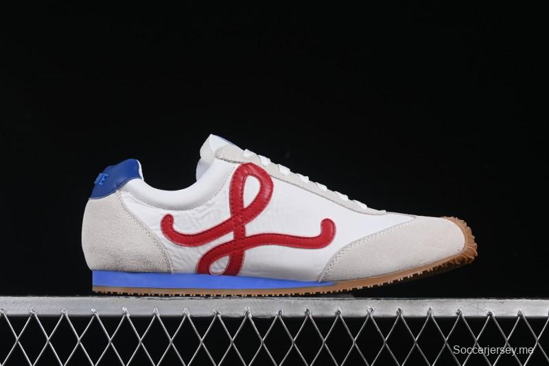 Loewe Ballet Runner 2.0 Sneakers Retro Style Low-Profile Casual Sports Shoes with Asymmetric Toe Design - White Blub