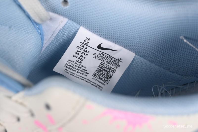 حذاء نايك اير فورس 1'07 المنخفض من نايك اير فورس 1'07 لون وردي وأزرق لوف إصدار محدود كاجوال - CW1574-058