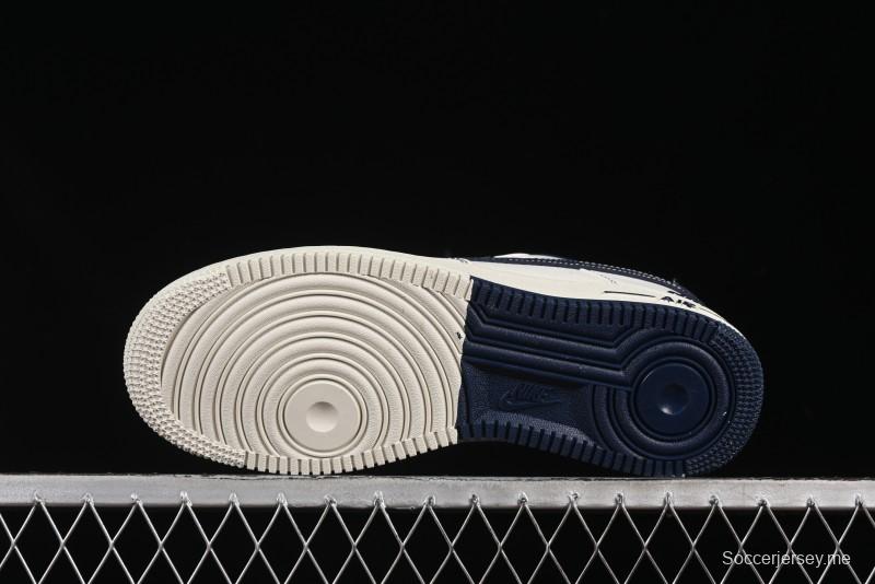 حذاء نايك اير فورس 1'07 المنخفض الكاجوال من نايك باللون الكريمي مع سووش أزرق - SC9207-535