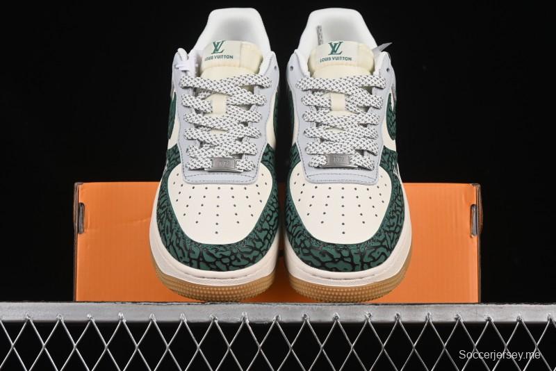 حذاء نايك اير فورس 1 '07 منخفض من نايك اير فورس 1 '07 LV Collaboration Green Stone Grain Gum Sole Sneakers Casual Sole - ZH2598-306