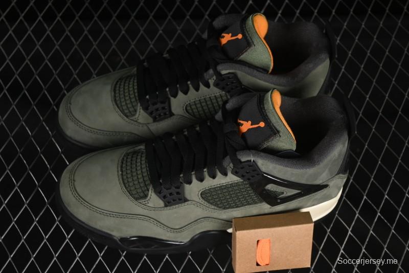 حذاء نايك Undefeated x Air Jordan 4 OG من نايك أنديفايتد باللون الأخضر الزيتوني مع لمسات برتقالية وسوداء - IB1519-200
