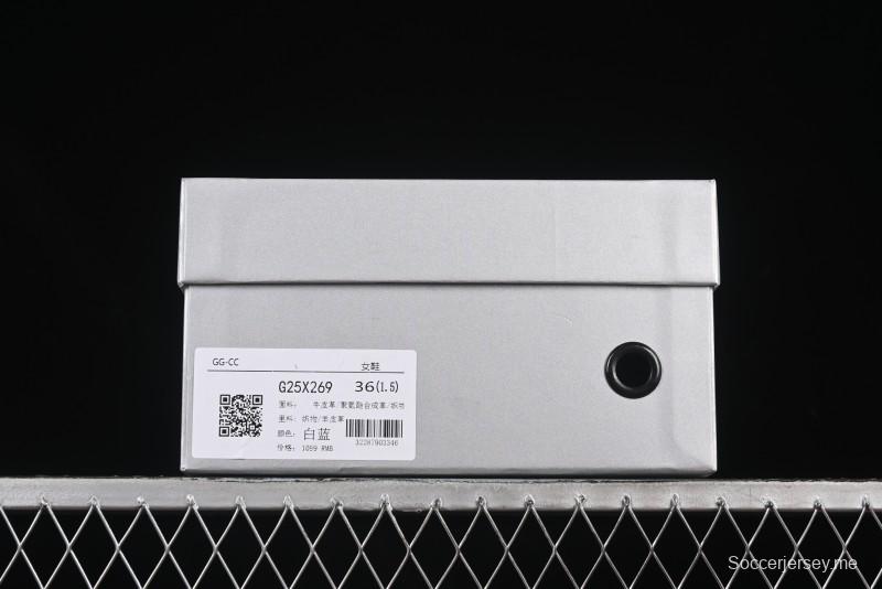 GG-CC حذاء أبي مجوف بأربطة من نفس الطراز مع زيادة ارتفاع مخفي 5 سم - G25X269 أبيض أزرق