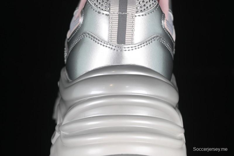 GG-CC 25ss حذاء رياضي مكتنزة جديد بمنصة مكتنزة بزيادة ارتفاع 7 سم وتصميم غير منتظم - 668-2 فضي