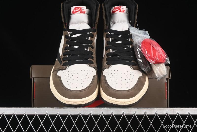 نايك ترافيس سكوت × اير جوردان 1 هاي جوردان 1 هاي أو جي AJ1 إصدار محدود من نايك ترافيس سكوت × اير جوردان 1 هاي اوج AJ1 إصدار عكسي سووش - CD4487-100