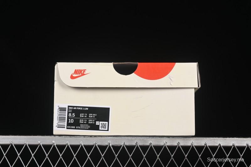 حذاء نايك اير فورس 1'07 منخفض فوغ تعاون نايكي، حذاء رياضي كاجوال أزرق مموج بيج - KK1988-079