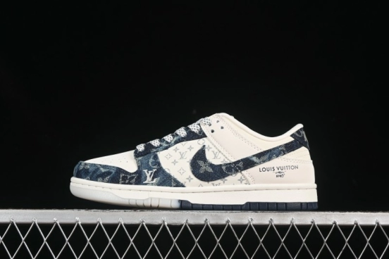 حذاء تزلج نايك SB Dunk Low LV Collaboration من نايك بلون أزرق داكن أزرق داكن ذكرى سنوية مخصص للتزلج الكاجوال المنخفض - CH8311-288