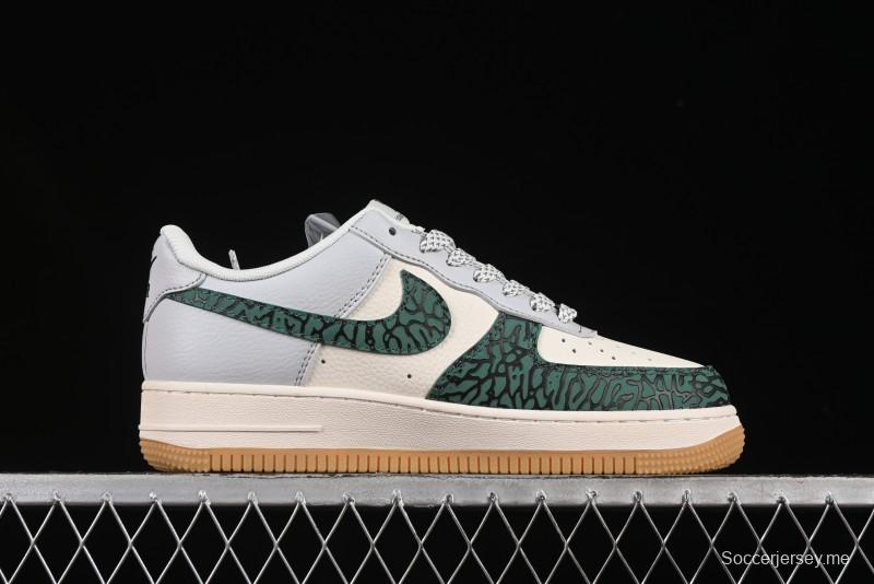 حذاء نايك اير فورس 1 '07 منخفض من نايك اير فورس 1 '07 LV Collaboration Green Stone Grain Gum Sole Sneakers Casual Sole - ZH2598-306