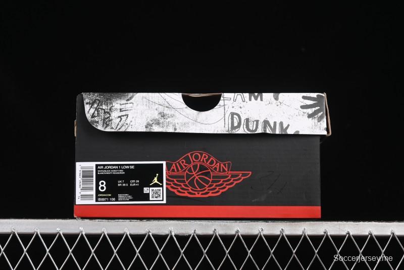 حذاء نايك اير جوردان 1 لاو "أبيض أسود أسود جيم أحمر" سنيكرز ريترو كاجوال - IB8971-106