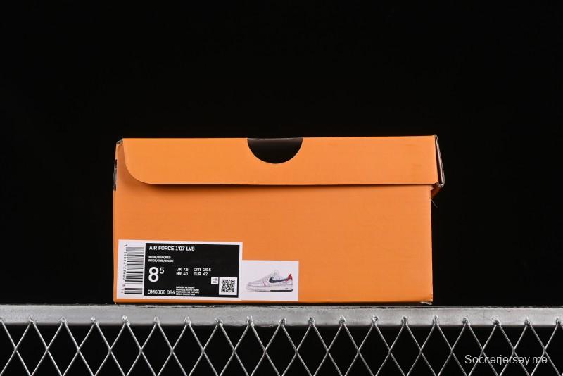 حذاء نايك اير فورس 1 '07 المنخفض من نايك اير فورس 1 '07 LV Collaboration بلونين أحمر بكعب أحمر برباط كاجوال - DM686868-084