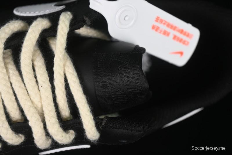 حذاء نايك اير فورس 1 '07 المنخفض الكاجوال من نايك باللونين الأسود والأبيض مع تفاصيل حبل القنب - ZH0316-073