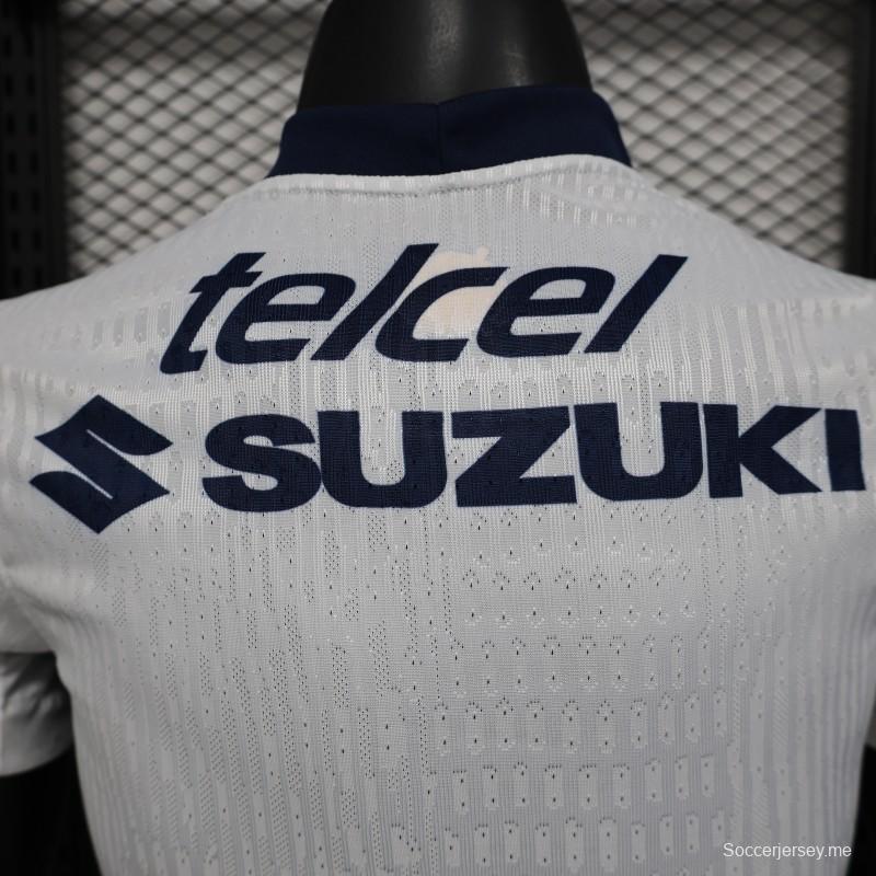 إصدار اللاعب 25/26 قميص كلوب أمريكا 25/26 خارجي أبيض مع شعار النسر الكحلي والذهبي