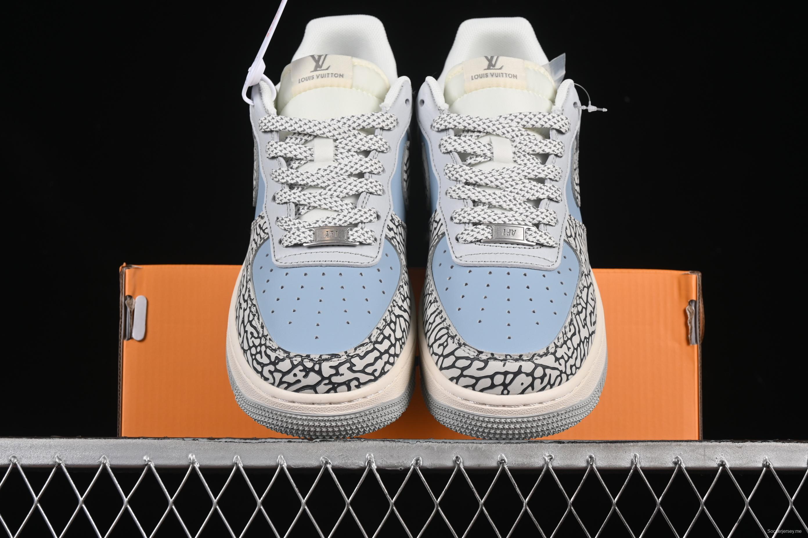 Nike Air Force 1'07 Low LV Collaboration Grey Blue Stone Texture Casual Sneakers - ZH2598-307