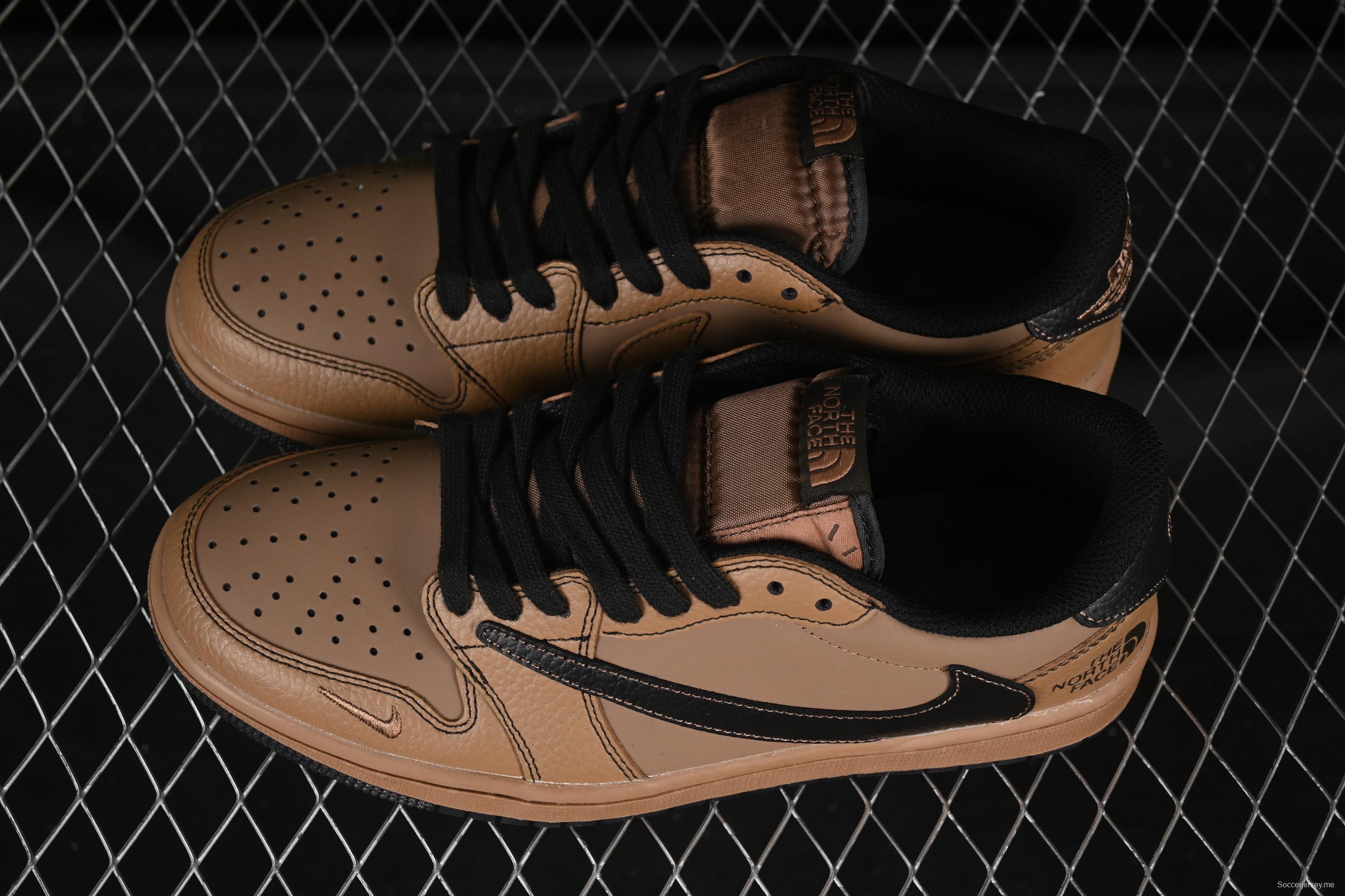 حذاء كرة السلة نايك اير جوردان 1 لاو AJ1 ذا نورث فيس بالتعاون مع نايك اير جوردان 1 AJ1 ذا نورث فيس حذاء كرة السلة الريترو الأسود البني المخصص - XZ5749-011