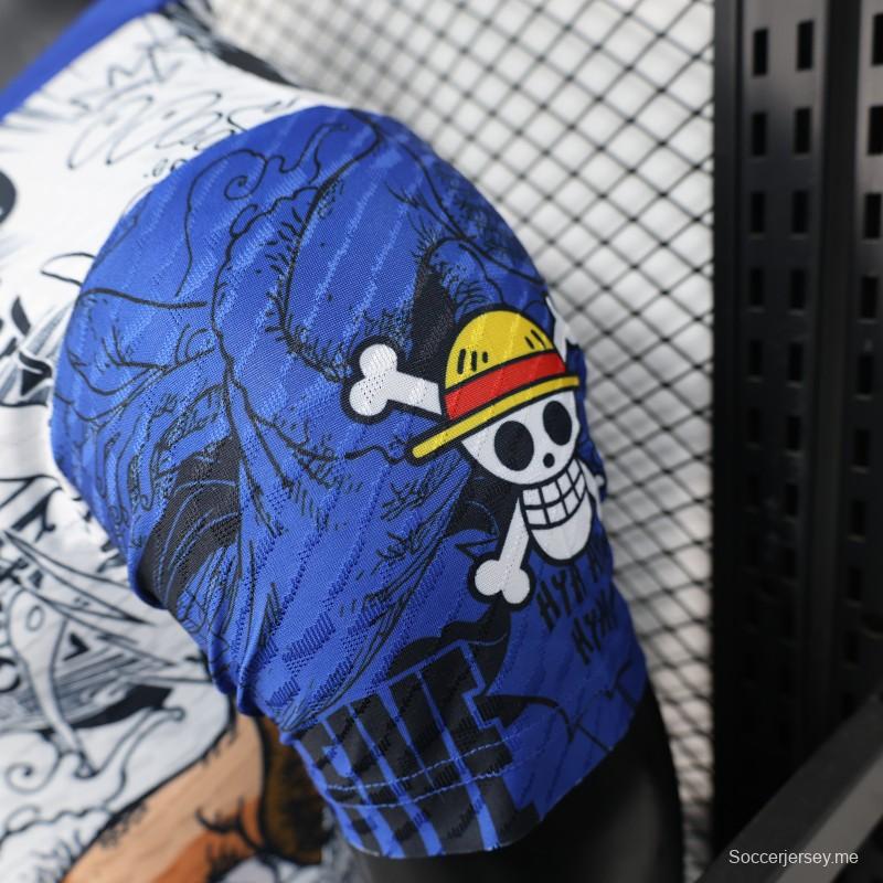 إصدار 2025 لاعب 2025 اليابان أزرق/أبيض مع قميص مانغا من ون بيس