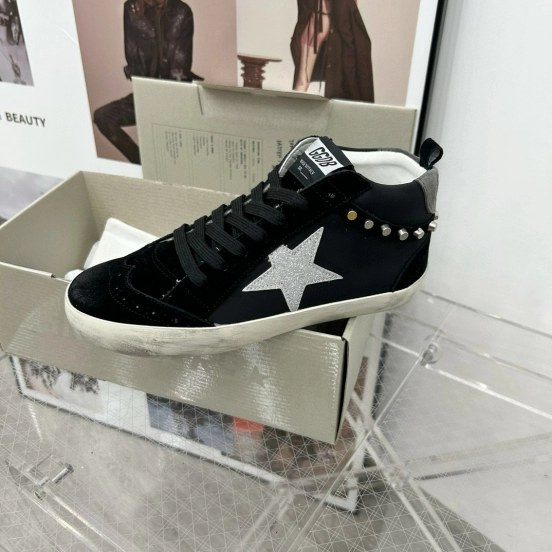 2024 Unisex GGDB Black Silver Suede Leather High Top Sneakers MJ00300