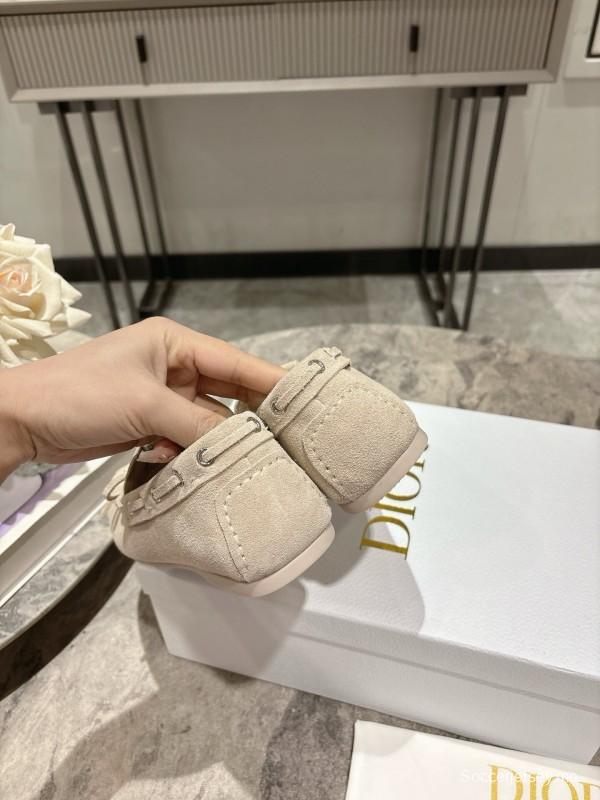 2025 Women Dior Beige Suede Loafers