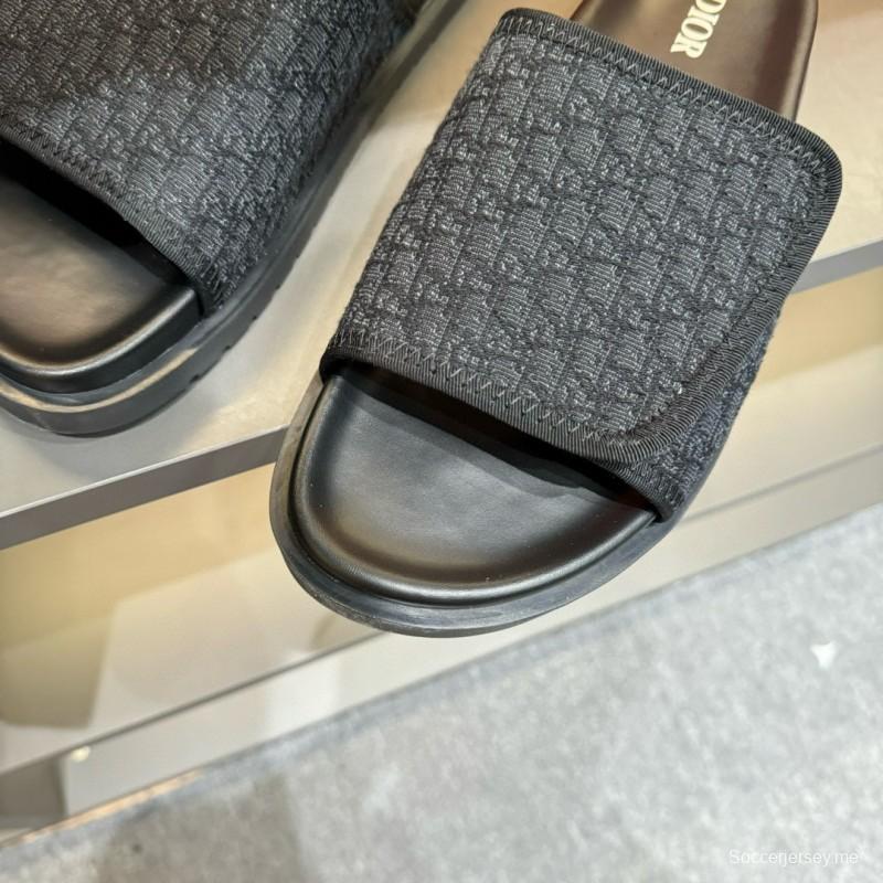 2024 Dior black fabric leather slippers MJ00180